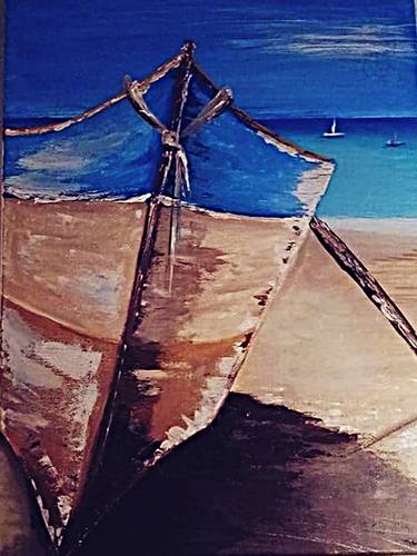 Old Boat on a Beach acrylic painting thumb