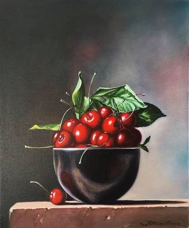 Cherries in a cobalt bowl thumb