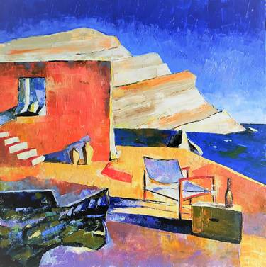 Mediterranean Coastal Villa, oil on canvas thumb
