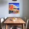 Mediterranean coastal villa, fine art, modern art