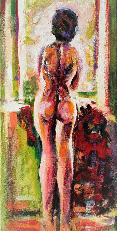 Naked Woman by the Window Original Acrylic thumb