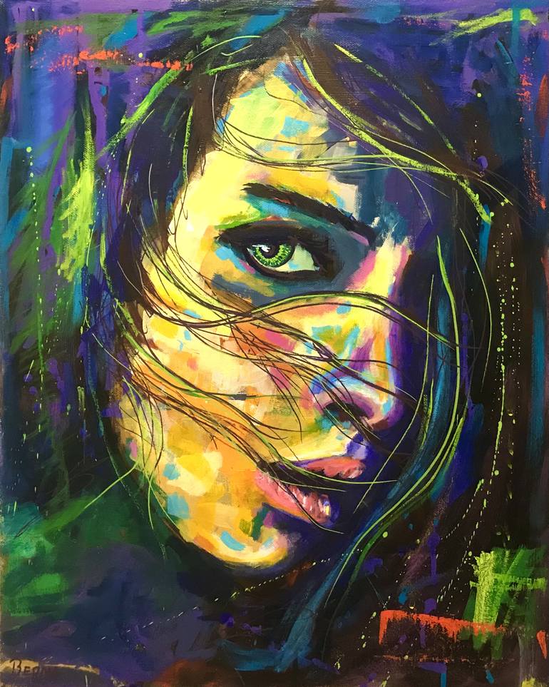 Amy Winehouse - colorful portrait pop art by Aliaksandra Tsesarskaya (2022)  : Painting Acrylic, Lacquer on Canvas - SINGULART