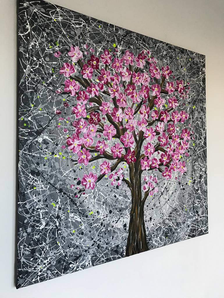 Original Abstract Expressionism Abstract Painting by Maria Gubicekova