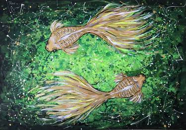 Original Abstract Fish Paintings by Maria Gubicekova