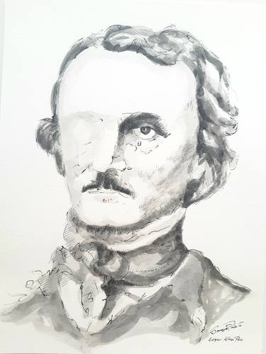 Drawing Art Portrait Edgar Allan Poe Gothic  horror writer thumb