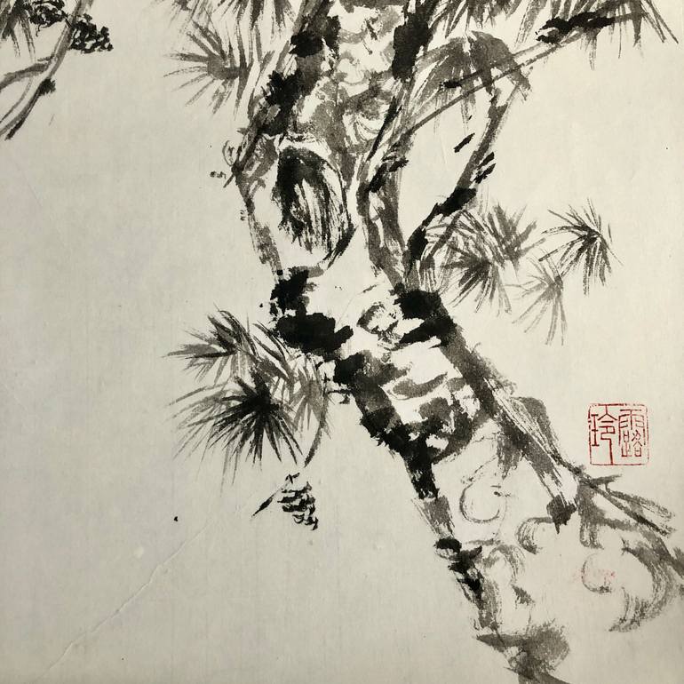 Original Art Deco Landscape Drawing by Ling Pitts