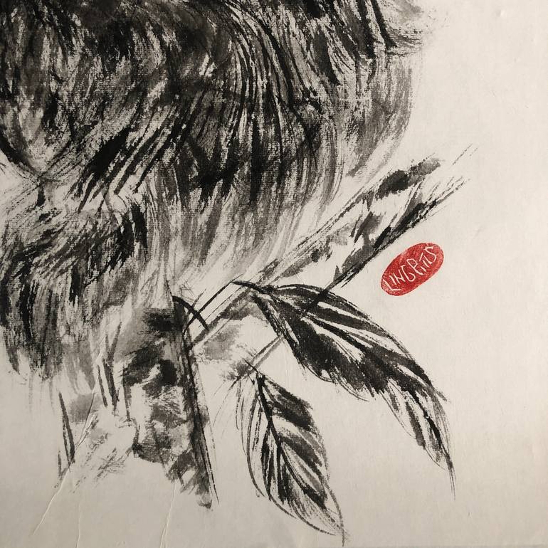 Original Art Deco Animal Drawing by Ling Pitts