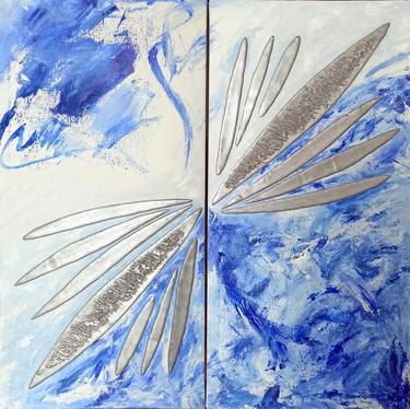 Diptych “Contradiction” modern abstract mixed media fine art deco thumb