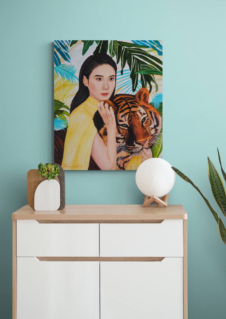 Original Art Deco Women Painting by Feruza Turlybek