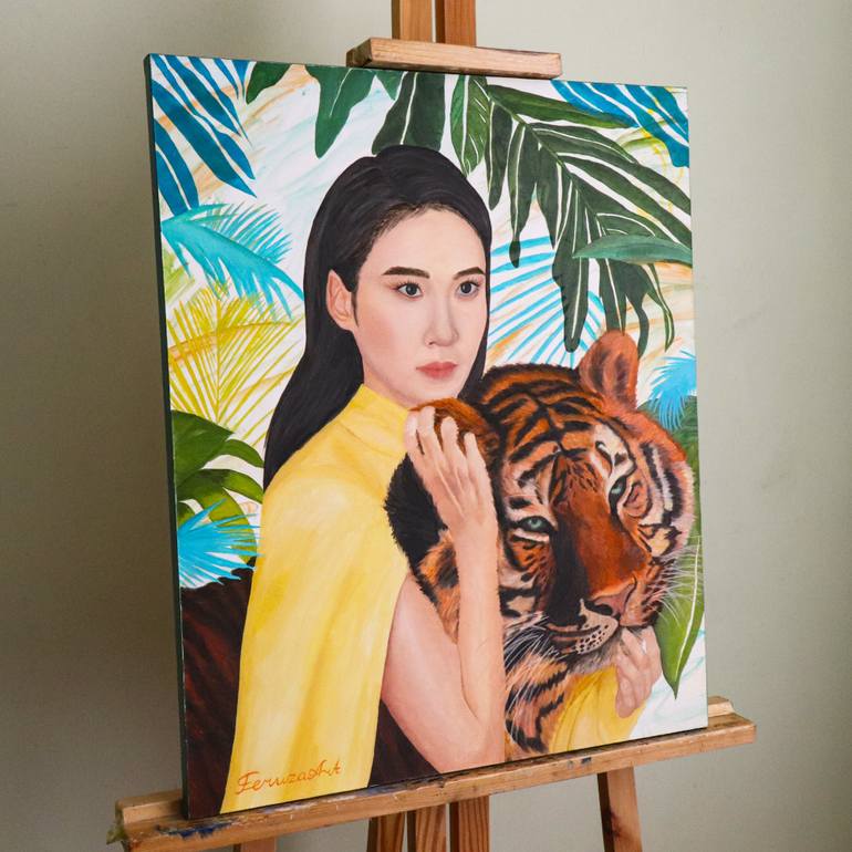 Original Art Deco Women Painting by Feruza Turlybek