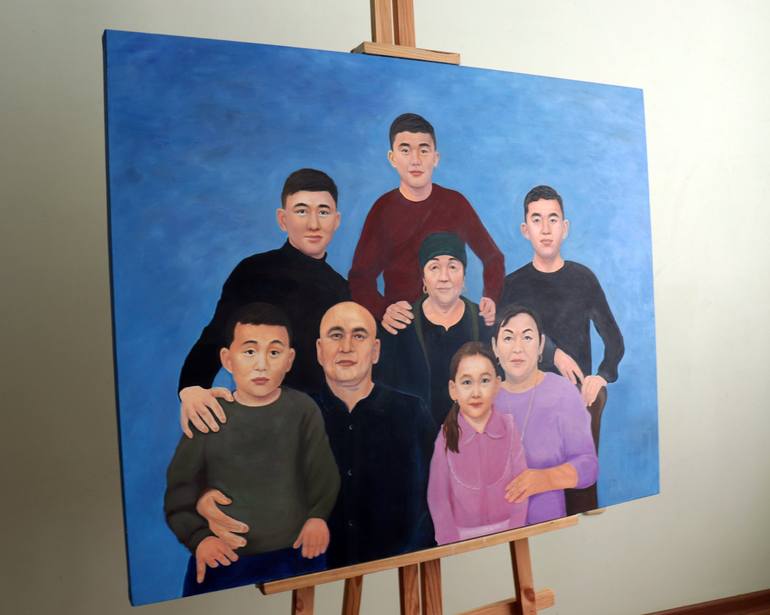 Original Realism People Painting by Feruza Turlybek