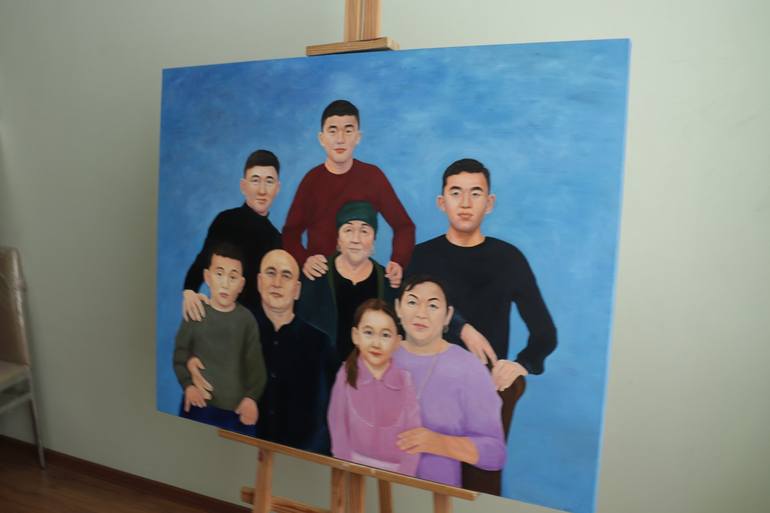 Original Realism People Painting by Feruza Turlybek