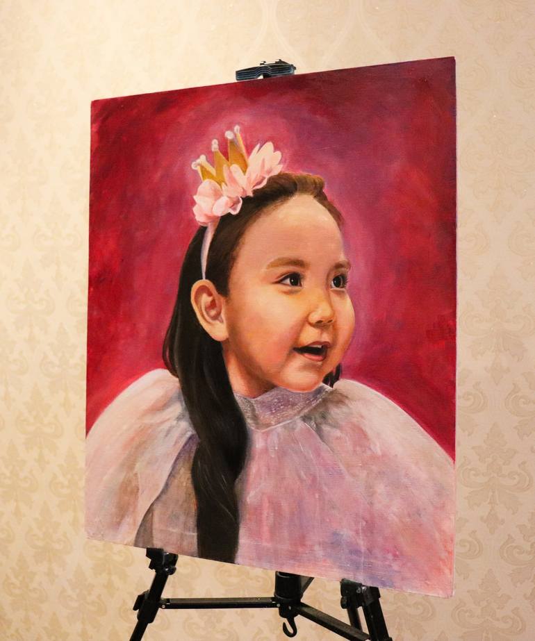 Original Portraiture Children Painting by Feruza Turlybek