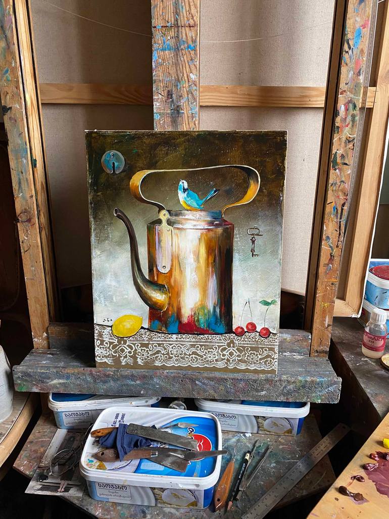 Original Realism Still Life Painting by Avtandil Nikabadze