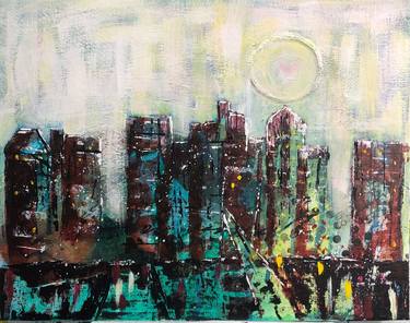 Print of Abstract Cities Paintings by Granny C Abstracts