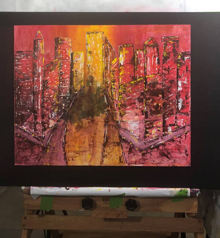 Original Abstract Cities Painting by Granny C Abstracts