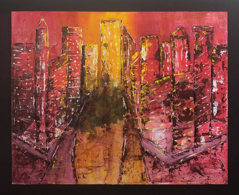Original Abstract Cities Painting by Granny C Abstracts