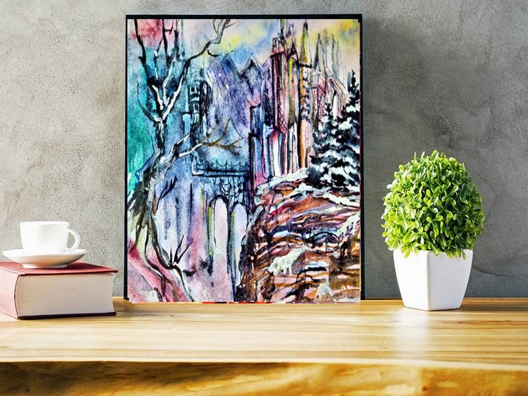 Original Abstract Architecture Painting by Anastasiya Tamoshkina