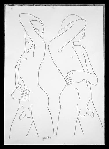 Original Figurative Nude Drawings by Gonzalo Benard