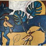 Blue Wolf with Hoopoes by Gonzalo Benard