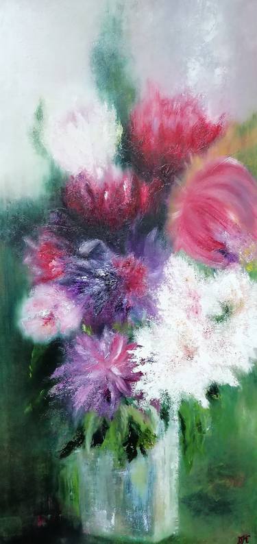 Original Abstract Expressionism Floral Paintings by Olga Krivcun