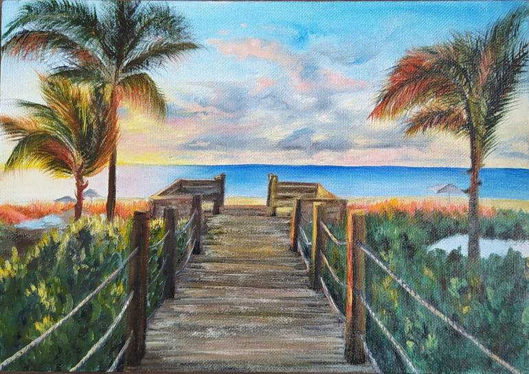 Original Documentary Beach Painting by Irene Ujbida