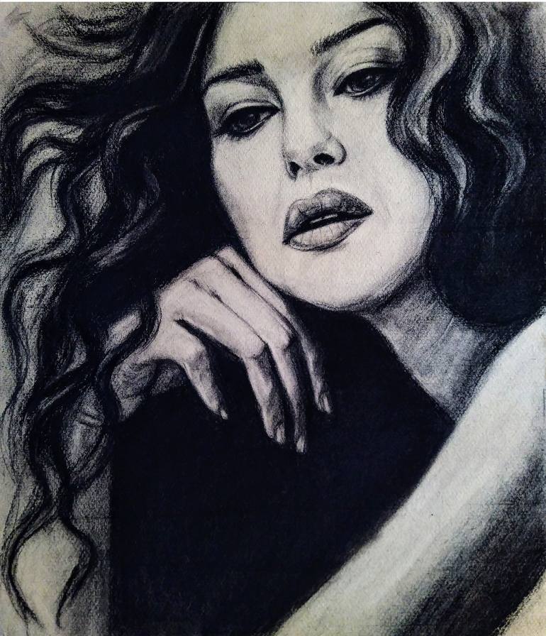 Portrait of Monica Bellucci Drawing by Julia Lihina | Saatchi Art