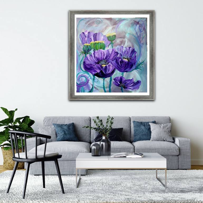 Original Abstract Expressionism Floral Painting by Eva Hunter