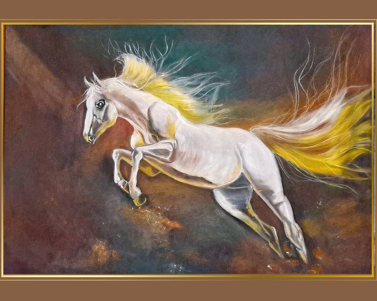 Original Fine Art Horse Painting by Ajwa Umer