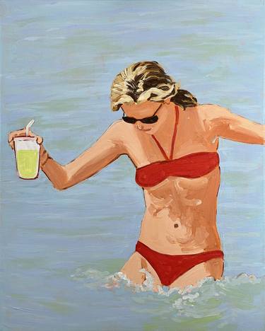 Print of Figurative Beach Paintings by Tom Richardson