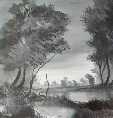 Original Black & White Landscape Paintings by fizza hussain