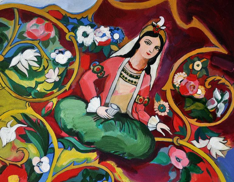 Original Floral Painting by Mariam Davitashvili