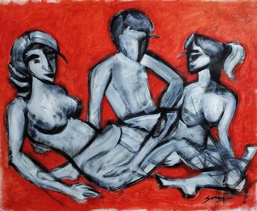 Original Abstract Expressionism Nude Paintings by Aman Kumar