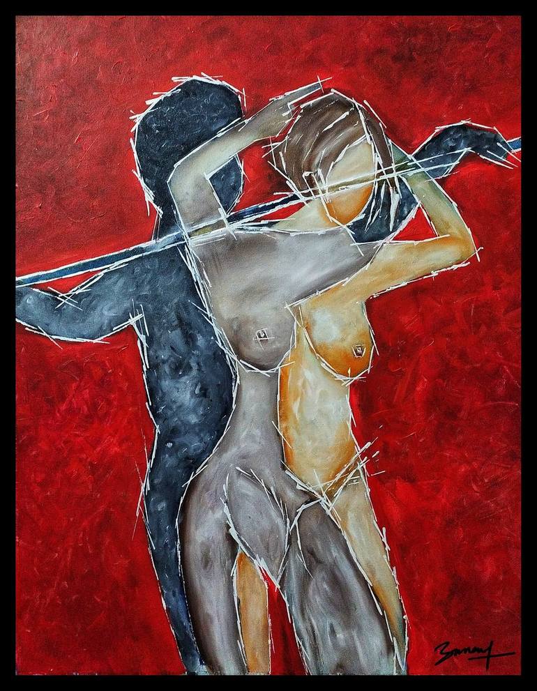 Original Figurative Nude Painting by Aman Kumar