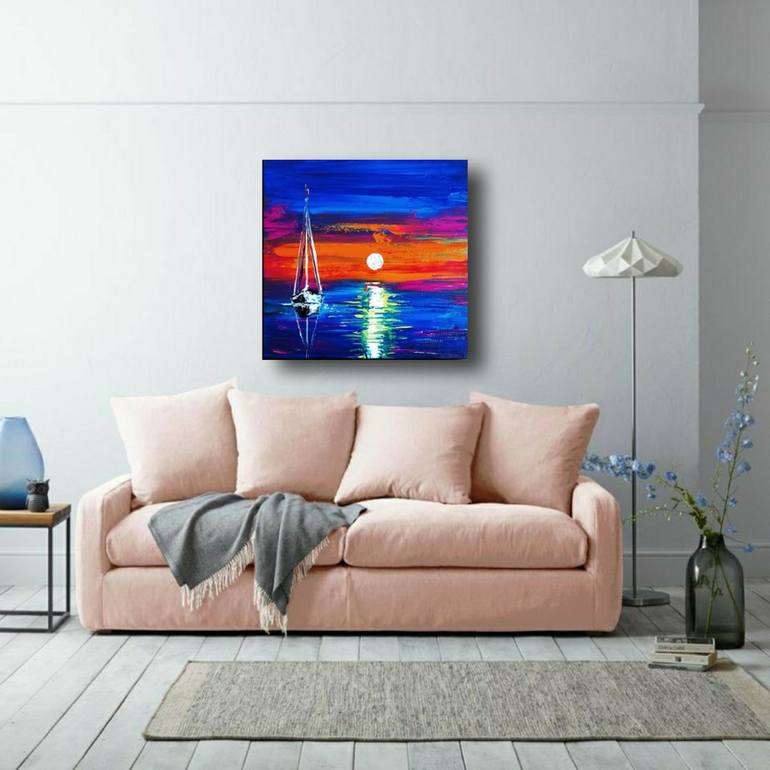 Original Abstract Seascape Painting by Aman Kumar