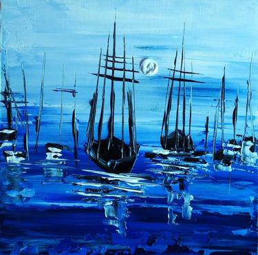 Original Abstract Sailboat Paintings by Aman Kumar