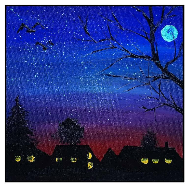 night scenery drawing painting