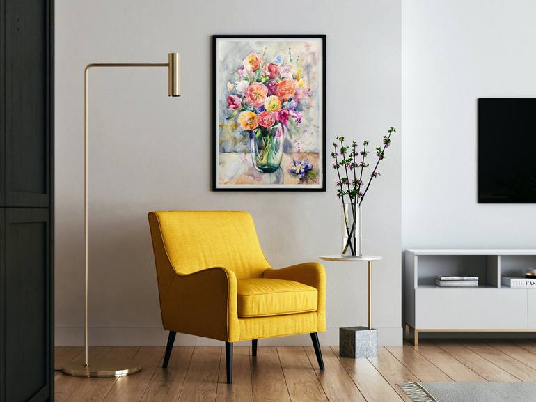 Original Floral Painting by Leyla Zhunus