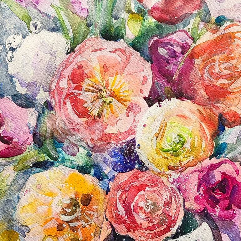 Original Floral Painting by Leyla Zhunus