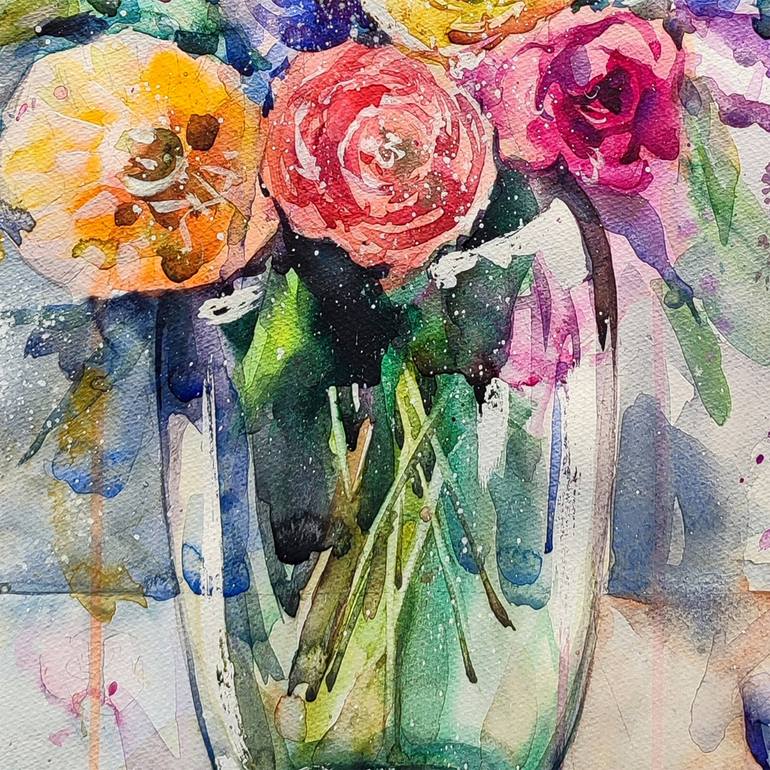 Original Contemporary Floral Painting by Leyla Zhunus