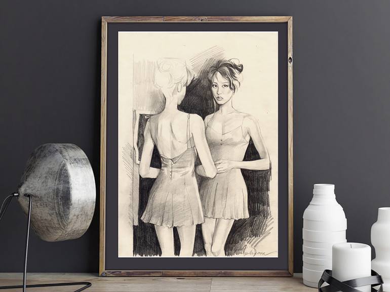 Original Classicism Women Drawing by Leyla Zhunus