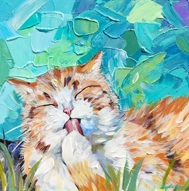 Original Fine Art Cats Paintings by Leyla Zhunus