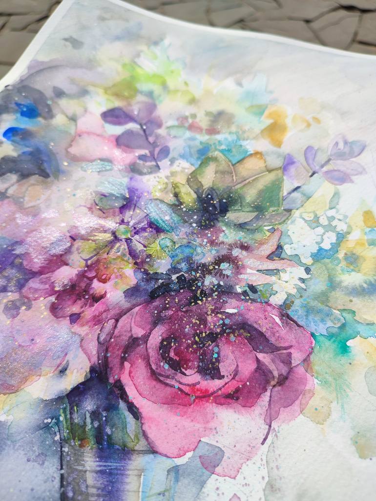 Original Floral Painting by Leyla Zhunus