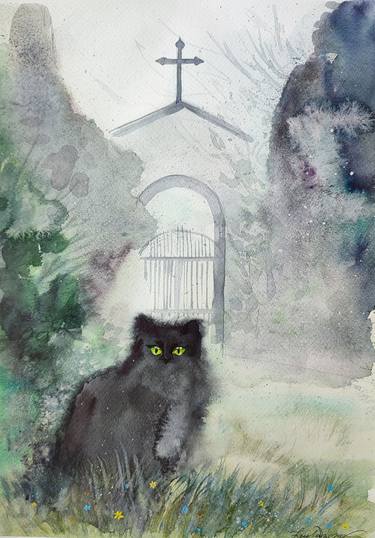 Original Illustration Cats Paintings by Leyla Zhunus
