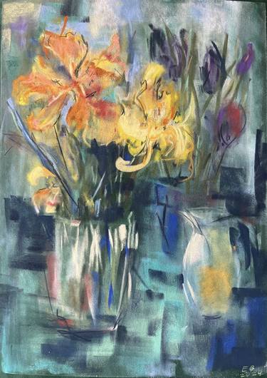 Original Impressionism Floral Drawings by Elena Grinberg