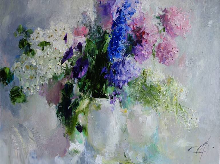 I love flowers (Delphinium) Painting by Galina Anisimova | Saatchi Art