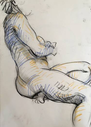 Frau, sitzend, Entspannung, Akt Zeichnung, Bild Hochformat thumb