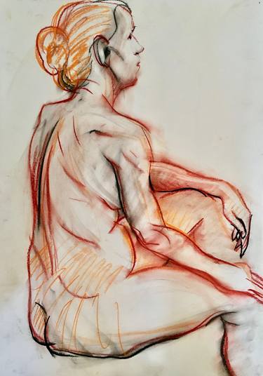 Frau nackt, Pastel Zeichnung, Grafik, Akt Zeichnung thumb
