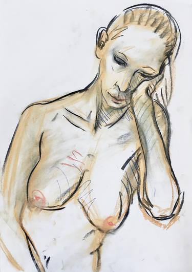 Original Figurative Women Drawings by Sergej Luzewitsch