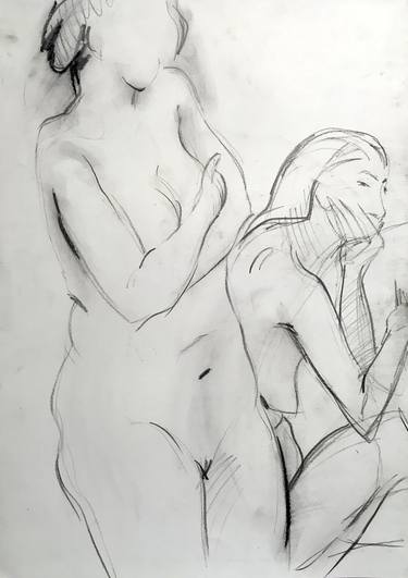 Saatchi Art Artist Sergej Luzewitsch; Drawings, “Frauenbilder, weiblicher Akt, Zeichenkohle auf Papier” #art